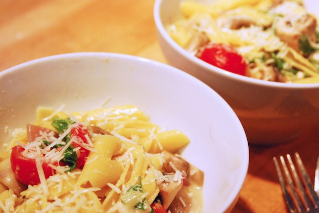 Arugula Brie And Mushroom Pasta